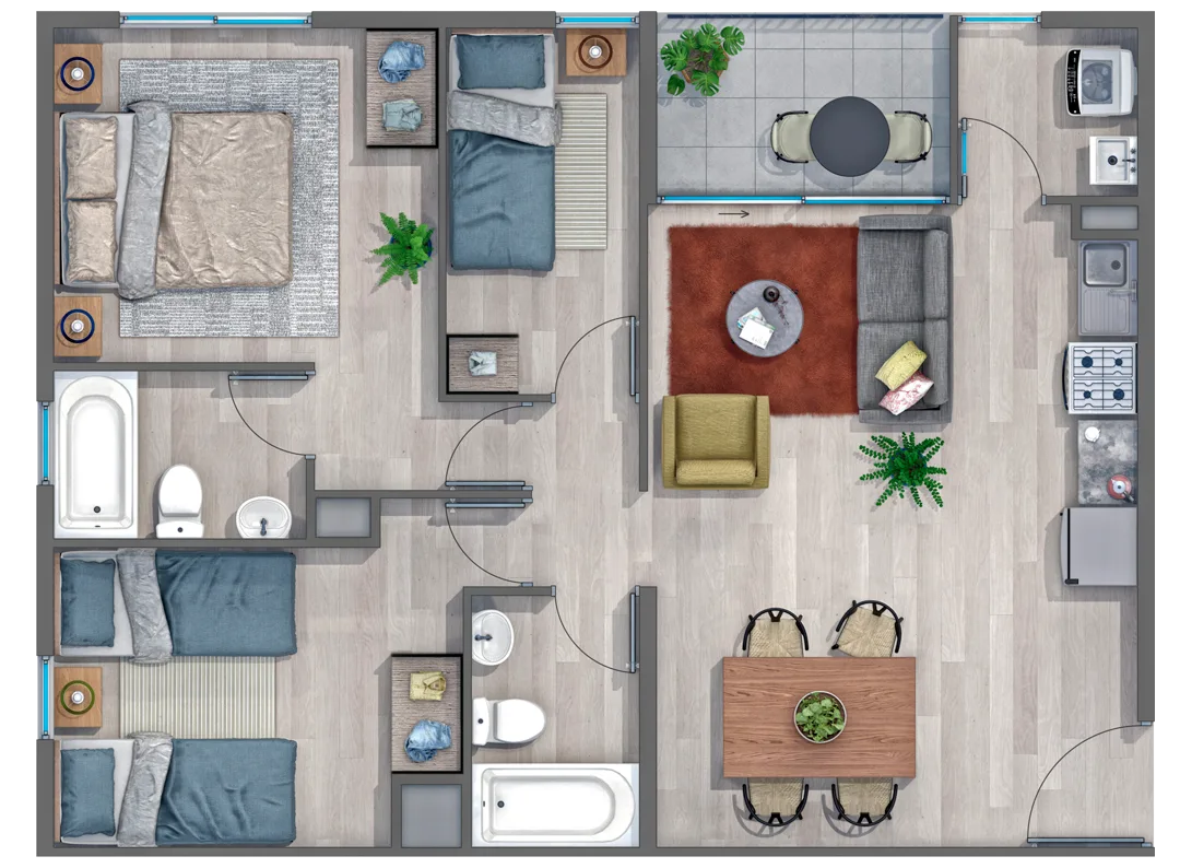 Planta departamento tipo D