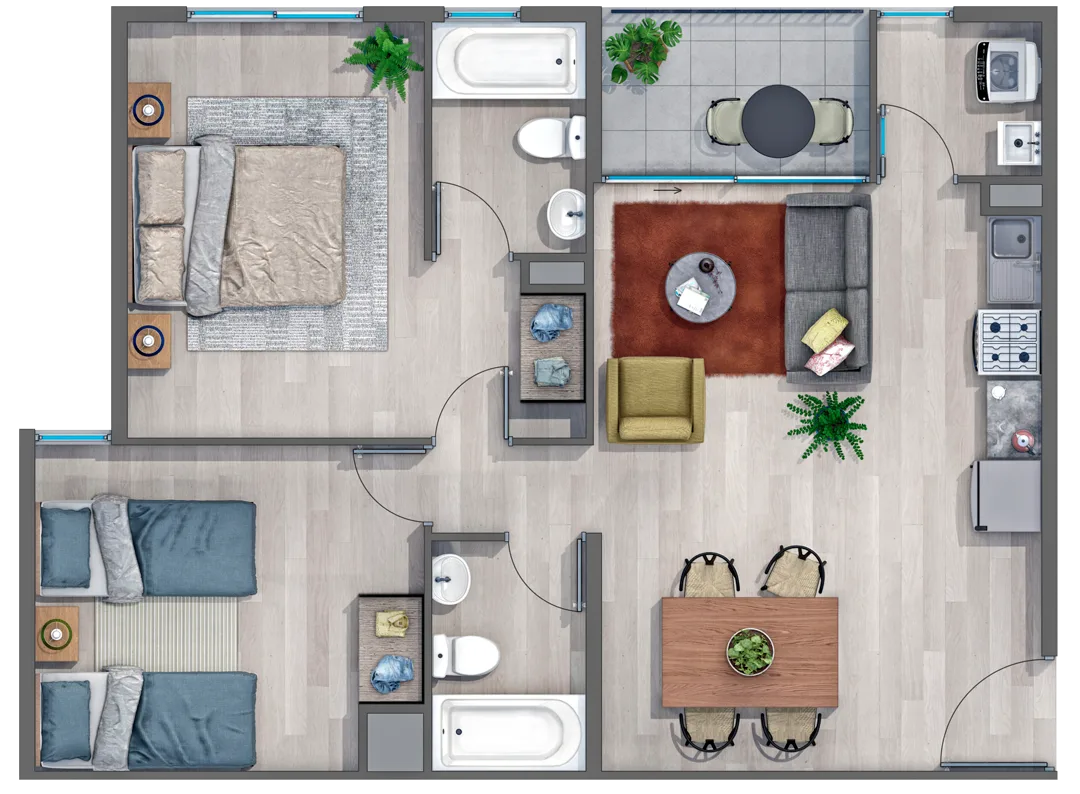 Planta departamento tipo B
